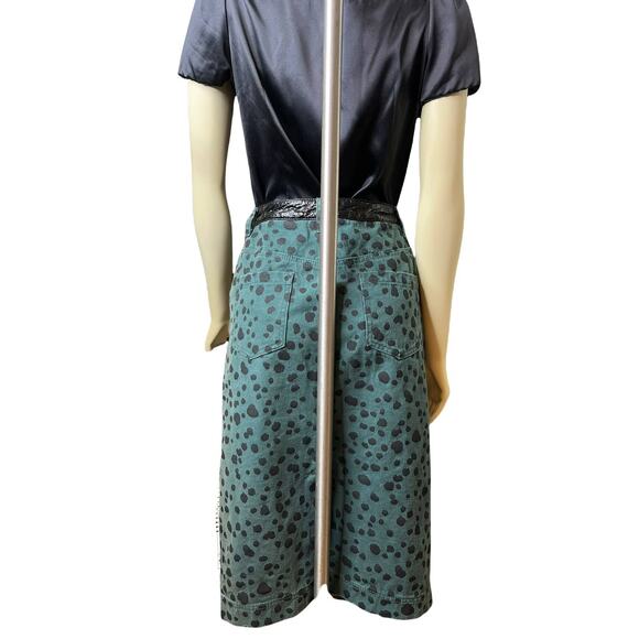 Rachel Antonoff Green Animal Print Patent Leather Hillary Skirt - Picture 4 of 5